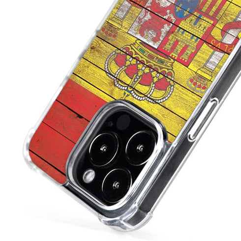 Spain Flag Dark Wood iPhone 14 Pro Max MagSafe Case